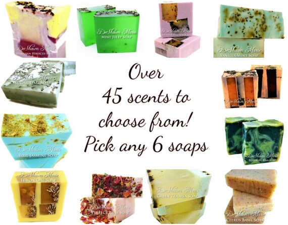 SOAP 6 soap set, handmade soap, vegan soap, cold process soap, soap set, soap 6 pack, vegan gifts, natural soap, Christmas Gift, soap favors
