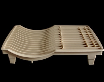 Rubbermaid Dish Rack 6041 Sink Insert, In-Sink Plate Drainer, Almond Plastic, 1980s 1990s Kitchen