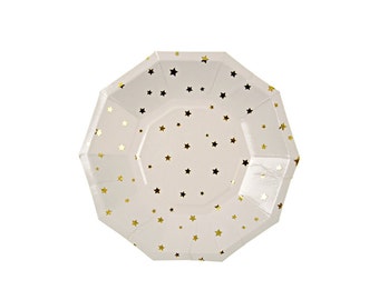 Gold Foil Stars Small Paper Plates by Meri Meri, Party Supplies, Tableware