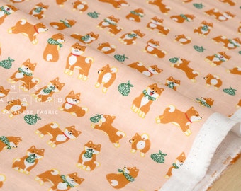 Japanese Fabric Shiba inu double gauze - peach - 50cm