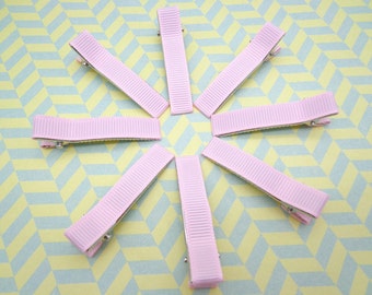 Sale--10 pcs girl hair clips --light pink satin hair clips - girl barrettes