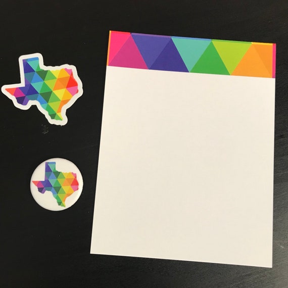 Texas Sticker Decal State of Texas Gifts Note Card and Button Gift Set