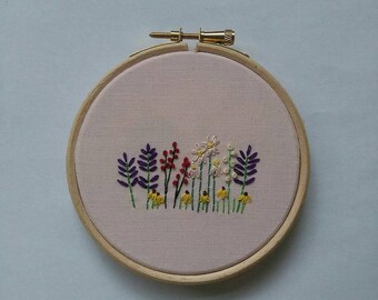 Flower Field Embroidery Hoop Art