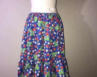 Vintage 80's Handmade Ruffle Strawberry Apron / size small - XL
