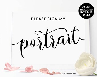 Please Sign My Portrait, Graduation Guest Book Sign, Printable Graduation Guestbook Sign, Grad Party Decorations, Rustic Graduation Decor