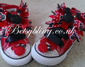 SALE **15% off original price**Minnie Mouse Converse, Minnie mouse crystal converse Free UK Delivery