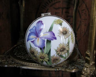 Regency Fine Arts Box, Ceramic Box, Floral Box, Iris Trinket Box, Vintage Box, Trinket Box, Jewellery Box, Keepsake Box, Jewelry Box, 1980s