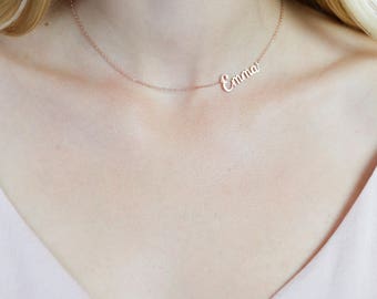 Sideways Name Necklace • Asymmetrical Jewelry • Custom Statement Name Necklace • Off-Centered Initial Choker • Teenager Gift • NH12F15