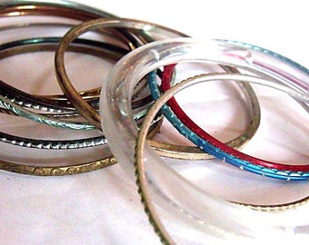 Boho Bracelets - Gypsy Bangle Stack - 15 Various Pieces of Vintage Arm Candy.