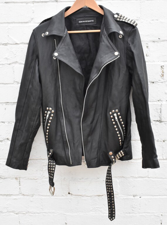 Mens Leather Biker Jacket Womens Black