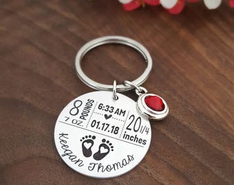 New Mom Keychain | New Mom Gift | Baby Arrival Keychain | New Baby Keychain | Baby Stats Gifts | New Mom Gift | First Time Mom Gift | Baby