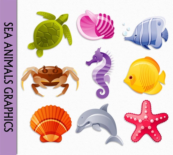 Download Sea Animal Clip Art Ocean Clipart Scrapbook Turtle Shell Fish