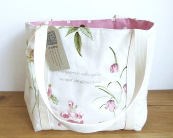 Tote Bag Floral, Knitting Tote Bag, Floral Handbag, Floral Tote Bag, Mothers Day Gift Idea, Canvas Tote Bag, Canvas Handbag, Cloth Handbag