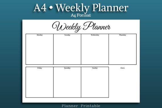 weekly planner template a4 size printable pdf a4 weekly