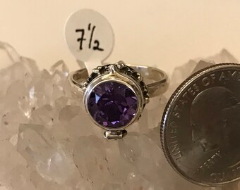 Amethyst Poison Ring Size 7 1/2