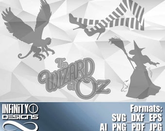 Wizard of Oz Bundle 2 includes Svg, Eps, Png, Ai, DXF; 300dpi Printable, for Cricut, Silhouette, Cameo, etc.