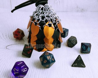 Made to Order - Small Black & Orange Scalemaille Dice Bag