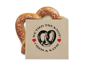 Wedding Favor Pretzel Bags - Pretzel Favor Bags - We Tied the Knot - Double Opening Grease Resistant Kraft Favor Bags