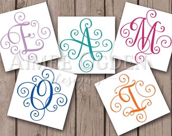 Custom Vinyl Monogram Decal Elegant Scroll Monogram