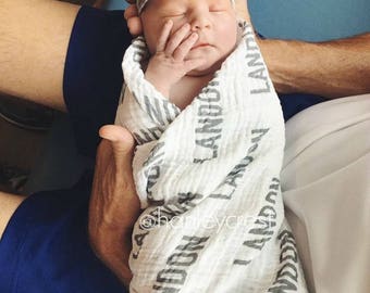 Personalized Swaddle Blanket, Double Gauze Swaddle, Muslin Swaddle, Personalized Swaddle, Newborn Baby Blanket, Baby Shower Gift, Baby Gift