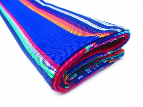 Mexican Table Runner Cinco de Mayo Blue Sarape Fabric Table