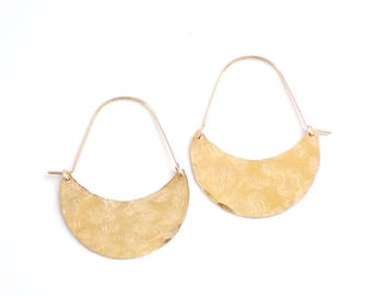 Crescent Hoop Earrings | Crescent Moon Earrings | Crescent Earrings | Moon Earrings | Brass Earrings | Gold Hoops | Sterling Silver Hoops