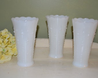 Vintage Milk Glass Vases Hobnail Vases Farmhouse