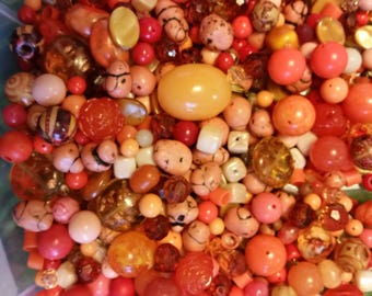 Huge Scoop of Orange Beads!! Bead Soup * 6 oz.!