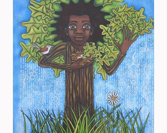Archival quality reproduction, entitled "Man as Tree" hand signed and titled by the artist, Karen James