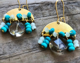 Brass and gemstone earrings