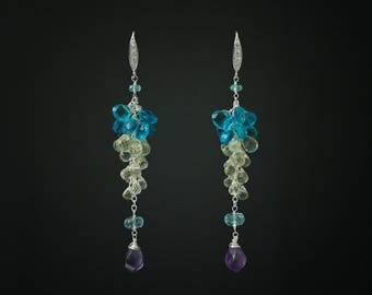Blue Apatite Earrings Blue Earrings Lemon Quartz Earrings Birthstone Earrings Silver Earrings Something Blue Drop Earrings Gemstone Earrings