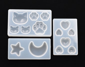 lovely Cat bear paw heart moon star Silicone Mold Resin Silicone Mould handmade DIY Jewelry Making epoxy resin molds
