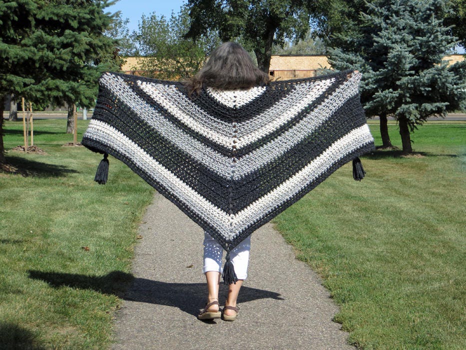 Crochet PATTERN Oversized Wrap Chunky Triangle Shawl Super