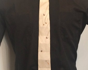 Vintage MENS designer Lilly Dache "The Hunter" silk skinny tie, circa 50s-60s