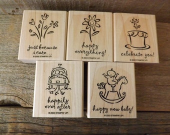 Stampin Up, Rubber Stamps, 2003 Stamps, New Unused, Destash, Wood Mounted