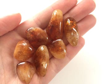 Maderia quartz Citrine tumbled stone small 15mm