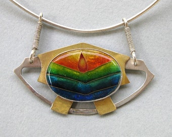 Flame - Cloisonne enamel necklace