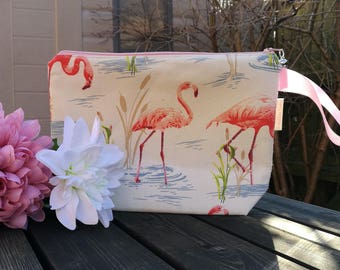Medium 2 skein Project Bag. Flamingos