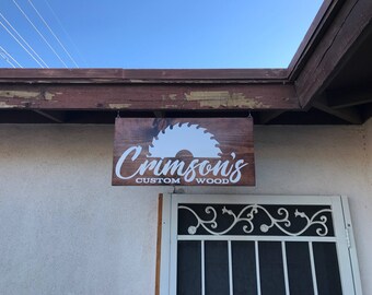 Custom shop sign with your logo 24"x11" hanging sign