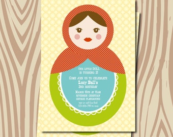 Matryoshka party invitation, matryoshka baby shower, baby shower invitation, nesting doll shower invitation, printable Matryoshka doll
