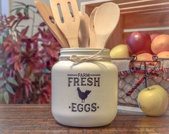 Rustic Farmhouse Utensil Holder, Home Decor, Farmhouse Decor, Rustic Decor, Vintage Decor, Country Decor, Country Kitchen, Rustic Kitchen