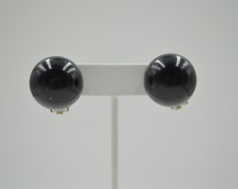 Vintage round black clip on earrings black