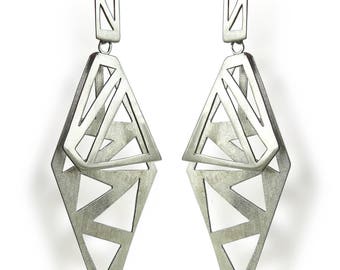 LONG EARRINGS Sterling Silver, Contemporary Jewelry, Geometric Jewellery, Birthday, Gift for her, Handmade Jewelry, Original
