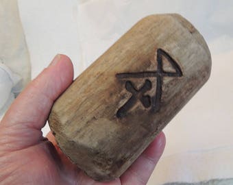 Rare Antique Japanese Wood Fishing Float With Kanji Maker's Marks.. Pre Glass (#1)