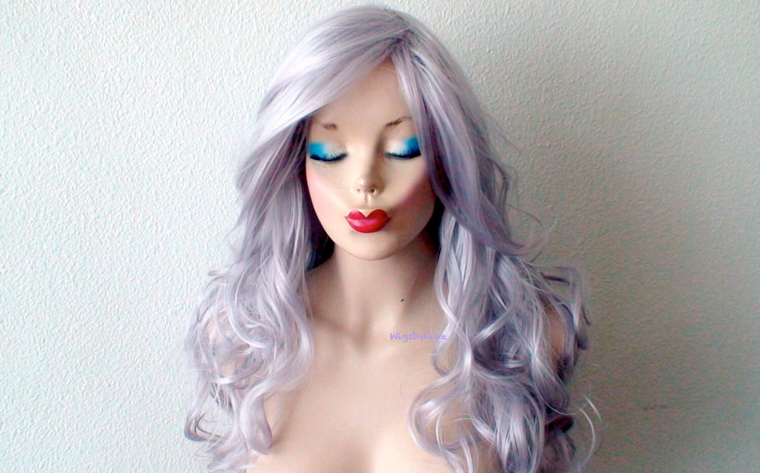 Silver Wig Lace Front Wig Long Curly Hair Long Side Bangs