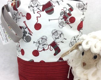 Medium Sheep Knitting Bag, Project Bag, Knitting Bag, Crochet Bag, Crochet Project Bag
