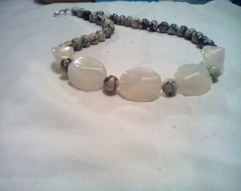 Serpentine and white nugget statement necklace.