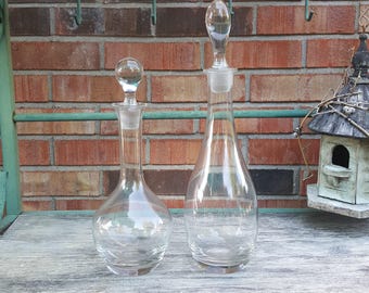 Two Glass Liquor Decanters