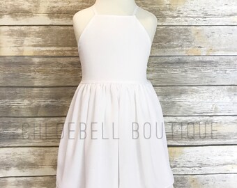 White flower girls dress - White toddler dress - Chiffon flower girl dress - White Chiffon girl dress - Toddler holiday dress - Girls Specia