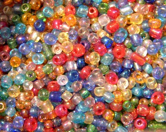 20grams glass 3 mm - ROC105 - multicolored - translucent glass seed beads